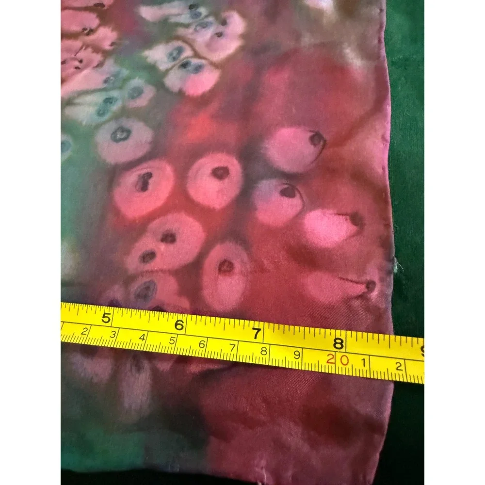 Leila Kazimi Fiber Artist Hand Painted 100% Silk Scarf Abstract 8x52